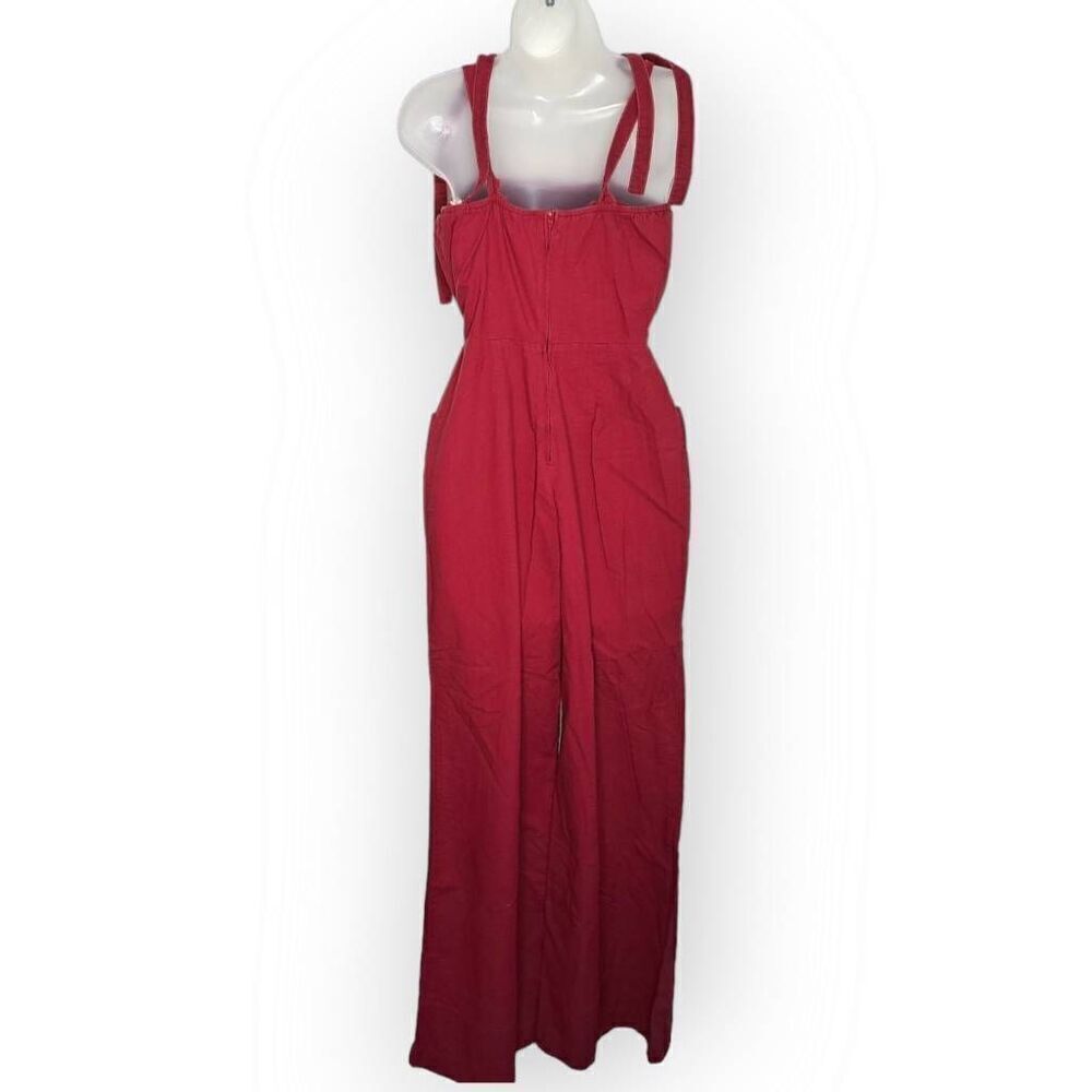 Young Edwardian Vintage 1970s Burgundy Floral Embroidered Disco Jumpsuit - Picture 7 of 12